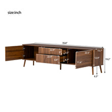 Load image into Gallery viewer, Fluted TV Stand With Storage Drawers And Cabinets For TVs Up To 80", Soft-Close Hinges, Cable Management - Walnut