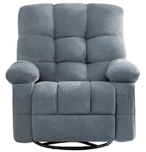 Load image into Gallery viewer, Tufted Chenille Heated Massage Swivel Rocker Recliner With USB - Blue