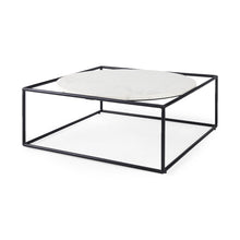 Load image into Gallery viewer, 36" Genuine Marble And Metal Square Coffee Table - White And Black