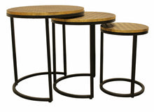 Load image into Gallery viewer, Round Nested Tables (Set of 3) - Black And Brass