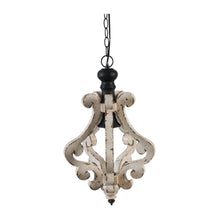Load image into Gallery viewer, Farmhouse Chandeliar Distressed Pendant French Country Wood Chandelier For Living Room Foyer, Bulb Not Included - Antique Cream