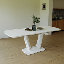 Load image into Gallery viewer, Modern Industrial Style Expandable Dining Table With U Shaped Legs - Antique Gray White