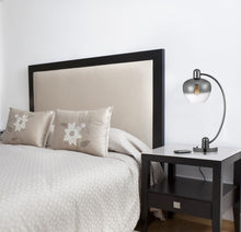 Load image into Gallery viewer, Metal Table Lamp With Silver Metallic Globe Shade - Gunmetal