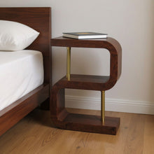 Load image into Gallery viewer, 24" Solid Wood Curved Nightstand - Chestnut And Gold