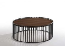 Load image into Gallery viewer, Modern Metal Rods Round Coffee Table - Walnut And Black