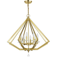 Load image into Gallery viewer, 28" Eight Light Dimmable Chandelier With Shades - Brass