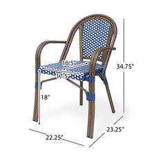Load image into Gallery viewer, Bistro Chair With 2 Toned Checkered Pattern, (Set of 2) - White / Navy