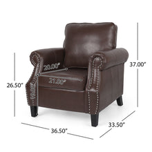 Load image into Gallery viewer, Contemporary Club Chair With Nailhead Trim And Rolled Armrests