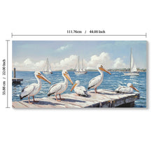 Load image into Gallery viewer, Beach Wall Art Large Ocean Seagull Canvas Pictures For Living Room - Ivory / Navy