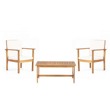 Load image into Gallery viewer, 3 Piece Patio Set With Slatted Design, 2 Club Chairs And Coffee Table - Brown