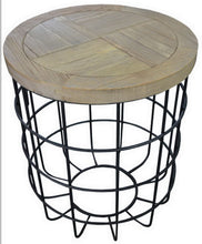 Load image into Gallery viewer, 24" Solid Wood And Iron Round Frame End Table - Brown