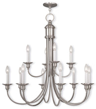 Load image into Gallery viewer, 32" Twelve Light Dimmable Chandelier With Shades - Nickel