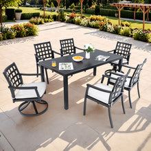 Load image into Gallery viewer, Modern Classic Outdoor Patio Dining Set, Rectangular Table & Dining Chairs, Rust Free, Weather Resistant