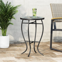 Load image into Gallery viewer, Outdoor Side Table With Tile Mosaic Table Top - Black