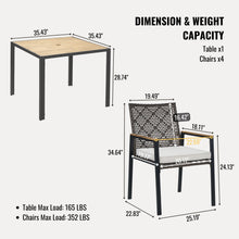 Load image into Gallery viewer, 5 Piece Patio Dining Table Set, Acacia Wood Table Top With Umbrella Hole