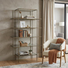 Load image into Gallery viewer, Five Tier Etagere Bookcase - Antiqued Gold / Clear
