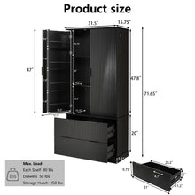 Load image into Gallery viewer, Fluted Kitchen Pantry Cabinet With 2 Large Drawers & 8 Door Spice Rack