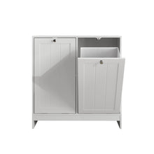 Load image into Gallery viewer, Tilted Laundry Hamper With Removable Basket, Hidden Storage Cabinet, Home Organizer For Bathroom - White