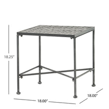 Load image into Gallery viewer, Outdoor Square Side Table With X Shaped Iron Frame - Black