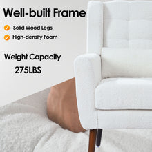 Load image into Gallery viewer, Modern Accent Chair, Arm Chairs For Living Room, Upholstered Mordern Armchair, Comfy Soft Padded Lounge Chair In Small Space, Bedroom, With Pillow, Solid Wood Leg