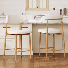 Load image into Gallery viewer, Upholstered Counter Height Bar Stools For Kitchen Island (Set of 2) - Beige
