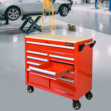 Load image into Gallery viewer, 9 Drawer Multifunctional Steel Tool Cart With Wheels And Wooden Top