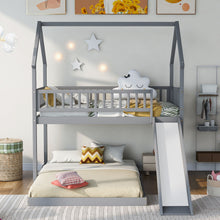 Load image into Gallery viewer, House Bunk Bed With Slide And Built In Ladder