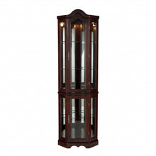 Load image into Gallery viewer, Scallop Top Lighted Corner Curio Cabinet - Dark Brown