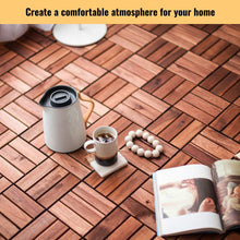 Load image into Gallery viewer, Interlocking Deck Tiles Checker Pattern, Square Acacia Hardwood Outdoor Flooring For Patio, Bancony, Pool Side