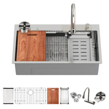Load image into Gallery viewer, 33" Stainless Steel Single Bowl Kitchen Sink With Waterfall Flow