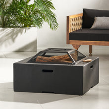 Load image into Gallery viewer, Outdoor Square Mgo Wood Burning Fire Pit - Dark Gray