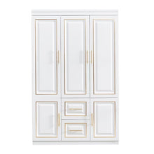 Load image into Gallery viewer, 74" Five Door Two Drawer Combo Dresser - White / Gold