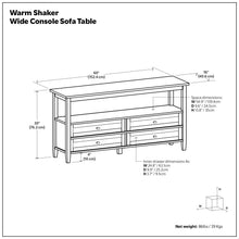 Load image into Gallery viewer, Warm Shaker - Wide Console Sofa Table - Light Golden Brown