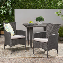 Load image into Gallery viewer, Dimensional Outdoor Dining Chair With Cushion Seat And Iron Frame (Set of 2)