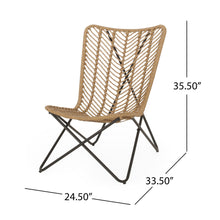 Load image into Gallery viewer, Wicker Chair With Geometric Cross Base, (Set of 2) - Light Brown