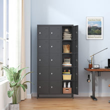 Load image into Gallery viewer, 15 Door Lockers With Lock For Employee Storage - Black