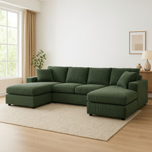 Load image into Gallery viewer, 3 Piece Corduroy Double Chaise Sectional Sofa