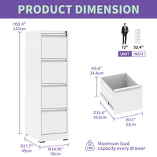 Load image into Gallery viewer, Steel Drawer Vertical File Cabinet With Lock For A4 Legal / Letter Size
