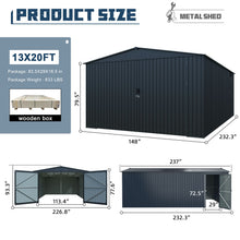 Load image into Gallery viewer, Outdoor Storage Shed, Garden Shed Backyard Utility Tool House Building With 2 Doors And 4 Vents For Car, Truck, Bike, Garbage Can, Tool, Lawnmower
