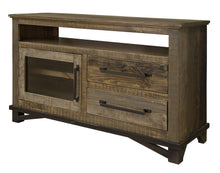 Load image into Gallery viewer, Cabinet Enclosed Storage Distressed TV Stand - Brown