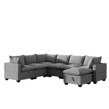 Load image into Gallery viewer, 93" Fabric Modular Sofa With Black Legs - Gray