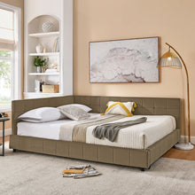 Load image into Gallery viewer, Mid-Century Storage Upholstered Tufted Bed Frame With Backrest And Armrests