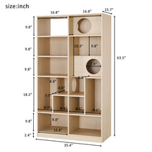 Load image into Gallery viewer, Furniture Style Cat Bookcase Cat Tree Shelves - Natural