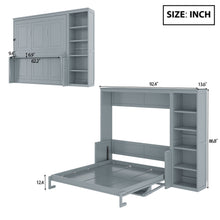Load image into Gallery viewer, Sturdy Murphy Bed With Desk And Bookshelf