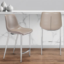 Load image into Gallery viewer, 26" Steel Low Back Counter Height Bar Chairs (Set of 2) - Gray And Silver