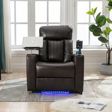 Load image into Gallery viewer, Power Recliner With Storage Arms, Cupholders, Swivel Tray Table And Cell Phone Stand - Brown