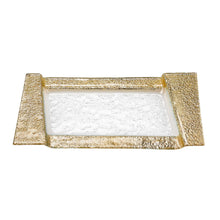 Load image into Gallery viewer, 13" Glass Snack Or Vanity Tray - Clear / Gold