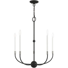 Load image into Gallery viewer, 28" Five Light Dimmable Chandelier With Shades - Black