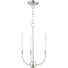 Load image into Gallery viewer, 19" Three Light Metal Dimmable Chandelier With Shades - Nickel