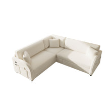 Load image into Gallery viewer, L-Shaped Couch With Pull-Out Bed, Oversize Convertible Sleeper Sofa With Side Pocket & USB Port